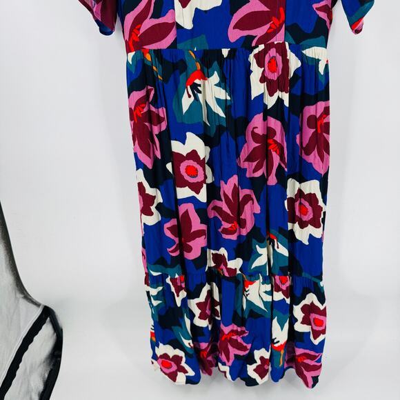 NWT Roolee Mom Dress Floral Print Nursing Friendly Midi Short Sleeve Size Large - Picture 6 of 12